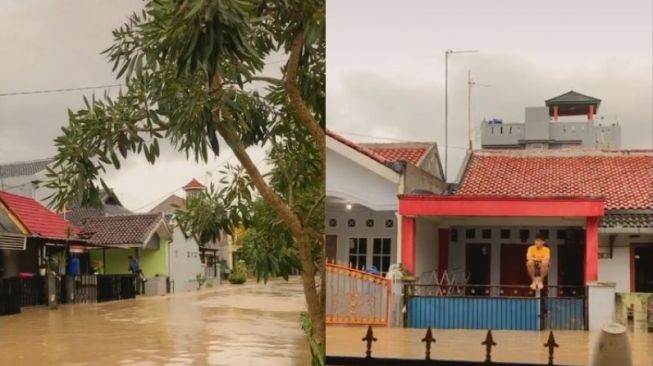 Meski Banjir Melanda, Pria Ini Tetap Duduk Santai di Atas Pagar: Baru Bangun Melihat Lautan Thai Tea