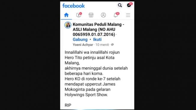 Beredar Hoaks Petinju Hero Tito Meninggal Dunia, Begini Fakta Sebenarnya