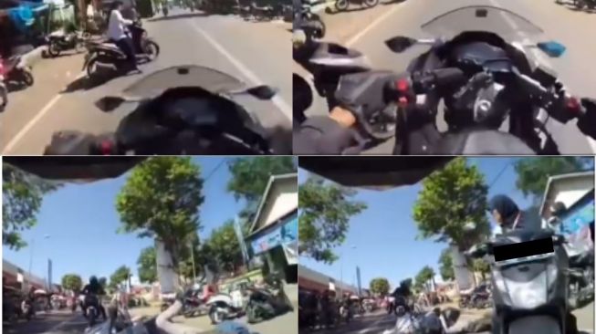 Gegara Emak-emak Asal Nyebrang, Pengendara Motor Jatuh dan Langsung Kabur