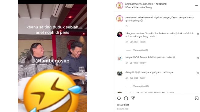 Keanu AGL Salting duduk di samping Ariel NOAH (instagram.com)