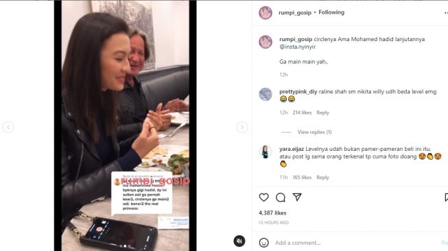 Raline Shah dan ayah Gigi Hadid, Mohamed Hadid [Instagram/@rumpi_gosip]