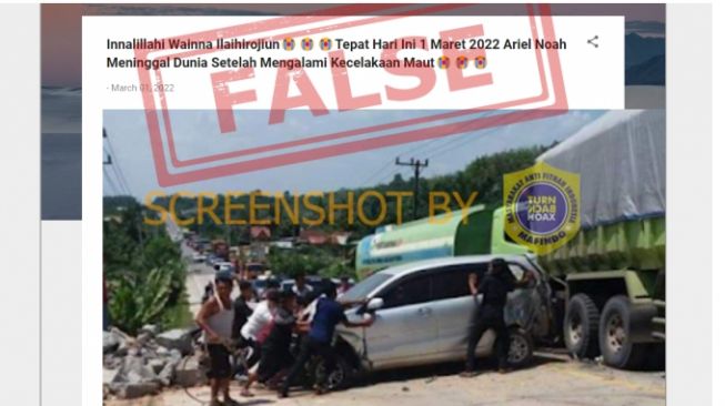 Isu Ariel NOAH meninggal [Turnbackhoax.id]