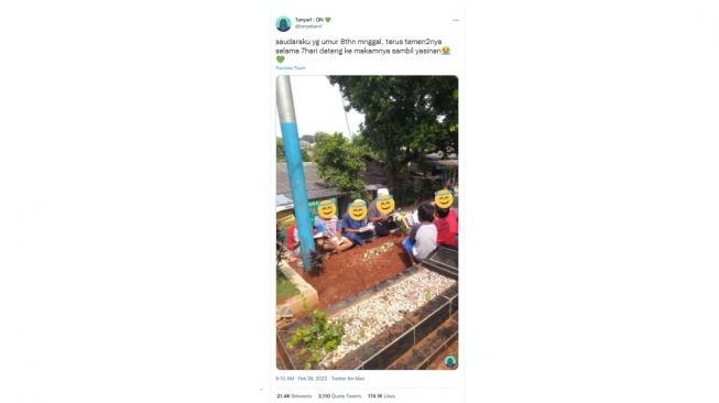 Persahabatan sesungguhnya, mengunjungi makam tujuh hari berturut-turut. [Twitter]
