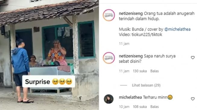 Pemuda beri kejutan tiba-tiba pulang setelah 3 tahun merantau. (Instagram/@netizeniseng)