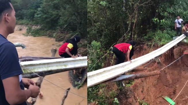 Demi Bertemu Kembali dengan Ibu, Wanita ini Nekat Taruhkan Nyawa, Seberangi Jembatan Rusak di Atas Sungai Berbahaya