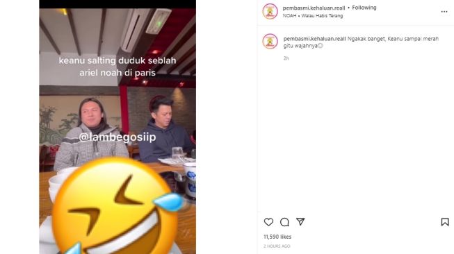 Keanu AGL Salting duduk di samping Ariel NOAH (instagram.com)