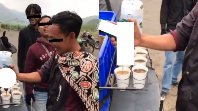 Lain dari yang Lain, Penjual Minuman Aduk Kopi Pakai Alat Bangunan ini, Warganet: Kuli Senja Jadi Entrepeneur