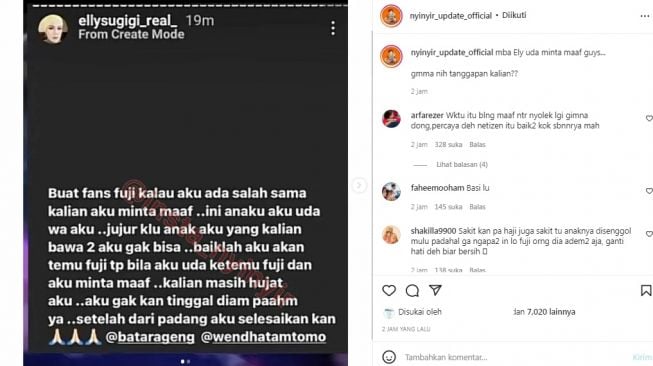 Unggahan soal Elly Sugigi [Instagram/@nyinyir_update_official]