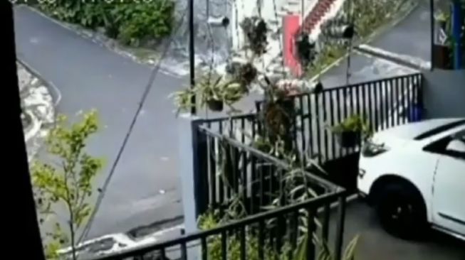 Niat Mau Berbelok, Driver Ojol Ini Terekam CCTV Malah Kebablasan Tabrak Pagar Rumah Orang (twitter/@jowoshitpost)