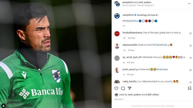 Emil Audero Mulyadi dibujuk netizen untuk bela timnas Indonesia. (Instagram/emil_audero)