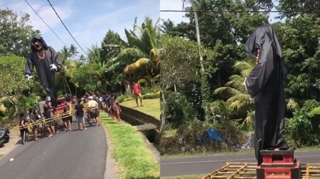 Viral Ogoh-ogoh Diarak di Jalanan, Kepalanya Malah Tersangkut di Atas Kabel dan Pisah dari Badan