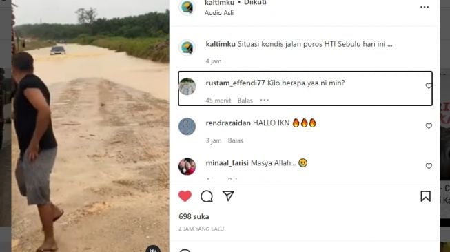 Setengah Mobil SUV Terendam Banjir di Jalan Poros Sebulu Kukar, Warganet Sindir: HELLO IKN