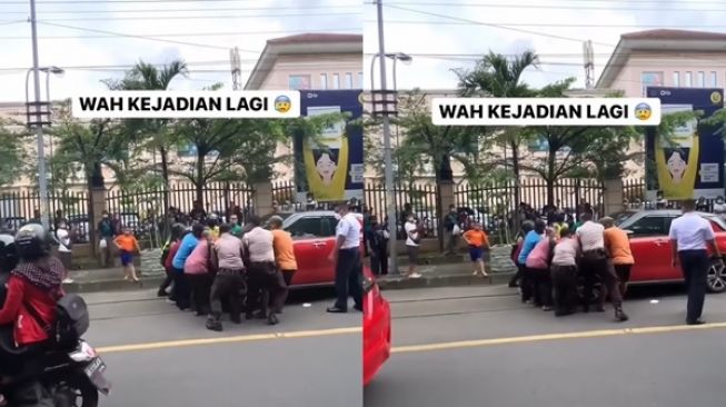 Viral Mobil Parkir di Rel Kereta Aktif di Solo (Instagram/@visitsurakarta)