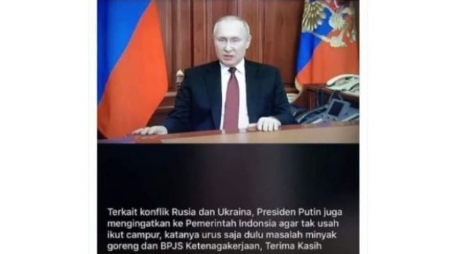 unggahan hoaks di twitter yang menarasikan agar Indonesia tidak ikut campur dalam urusan Rusia-Ukraina