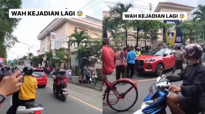 Viral Mobil Parkir di Rel Kereta Aktif di Solo (Instagram/@visitsurakarta)