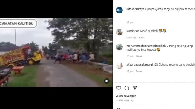 Viral Sejumlah Pria Gotong-royong Tarik Truk Terperosok, Gagal Sebab Tambangnya Putus Tapi Malah Tertawa Semua