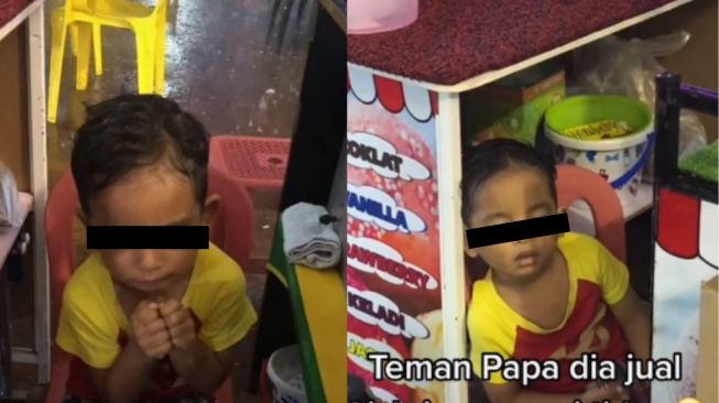 Terenyuh! Temani Ayah Berjualan Es Krim di Kala Hujan, Seorang Bocah Menggigil Sampai Ketiduran, Ramai Didoakan