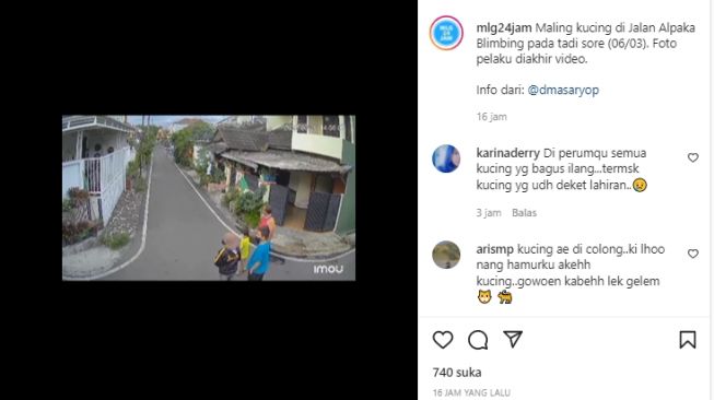 Viral Aksi Pria Maling Kucing Terekam CCTV di Malang Bikin Geger Warga