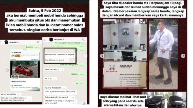 Curhat konsumen ditipu oleh oknum sales Honda (Instagram)