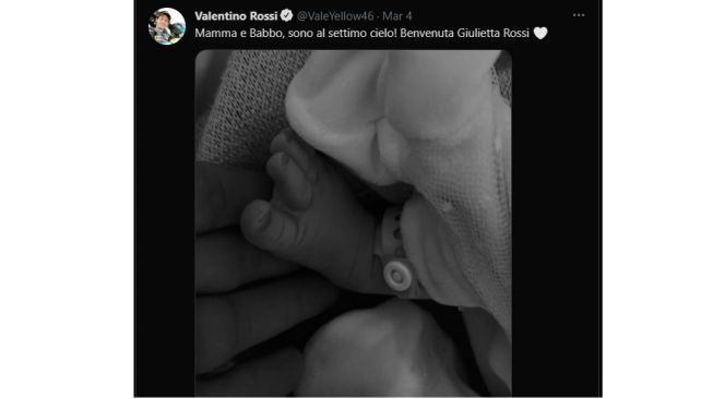 Anak Valentino Rossi resmi lahir (Twitter)