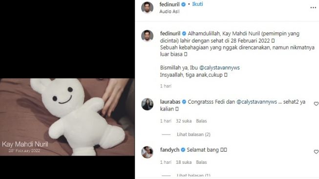 Unggahan Fedi Nuril [Instagram/@fedinuril]