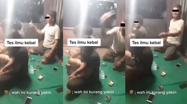 Respons santai guru saat muridnya gagal mempraktikkan ilmu kebal. (Twitter/@jowoshitpost)