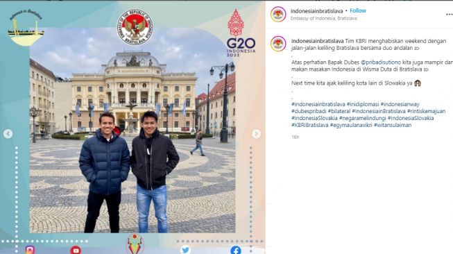 Egy dan Witan berkunjung ke KBRI di Slovakia. (Instagram/indonesiainbratislava)