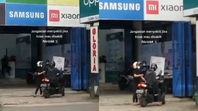 Sejoli Cekcok di Pinggir Jalan sampai Banting HP, Cowok Langsung Gas Motor Tinggalkan Ceweknya