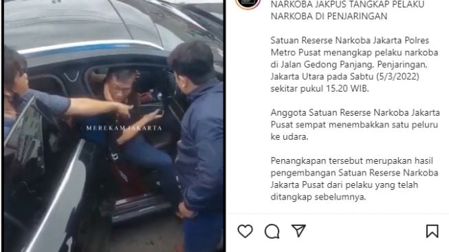 Viral Anggota Satresnarkoba Polres Jakarta Pusat salah sergap orang. (tangkapan layar/Instagram)