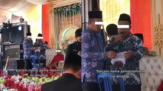 Bikin Ketar-ketir, Bapak-bapak Bongkar Nama dan Nominal Amplop Langsung di Panggung Hajatan