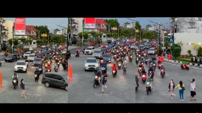 Viral Cewek Nekat Nantang Lalu Lintas demi Berfoto Estetik, Auto Lari-lari Saat Diklakson Puluhan Mobil-Motor