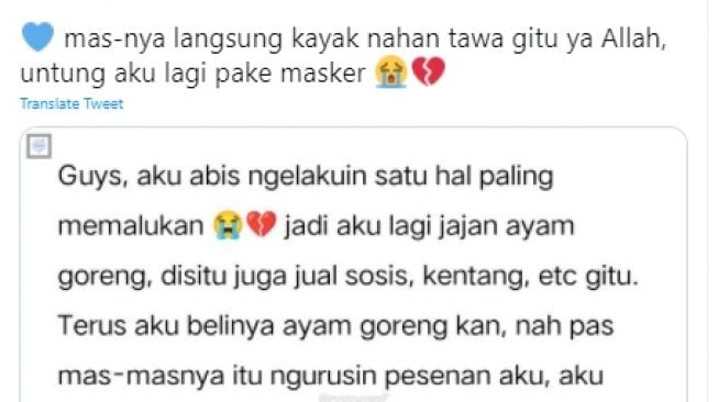 Curhat Beli Gorengan, Pas Pesan Malah Katakan Hal Vulgar Tak Terduga ke Penjual. (Twitter/convomf)