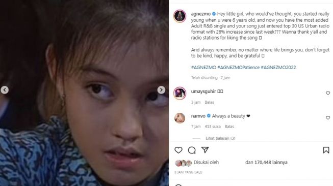 Potret Agnez Mo saat kecil. [Instagram/@agnezmo]