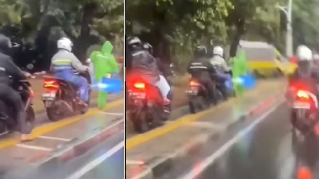 Begini Cara Pedagang Keliling Beri Efek Jera Ke Pemotor yang Melintas di Trotoar, Santuy Abis!