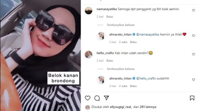 Almaratu Intan beri kode cerai dari Caisar YKS [Instagram/@almaratu_intan]