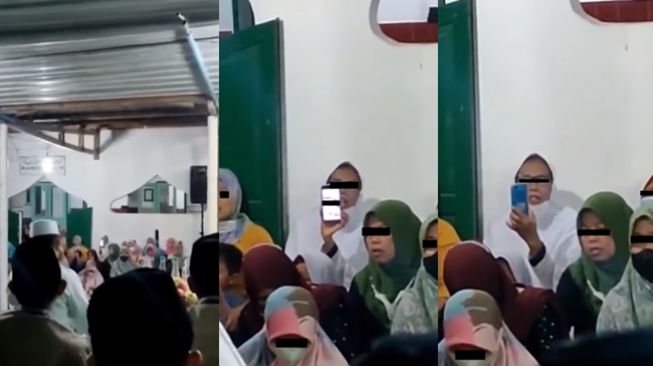 Polos Banget! Ibu-ibu Khusyuk Rekam Pengajian, Arah Kamera Terbalik Auto Pancing Tawa Publik: Ustaznya Gak Ngakak?