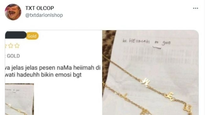 Cewek Beli Kalung Nama di Olshop, Kaget Barang yang Datang Malah Nama Orang Lain