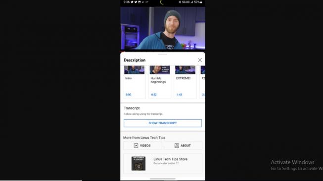 Fitur baru YouTube, transkip video. [XDA Developers]