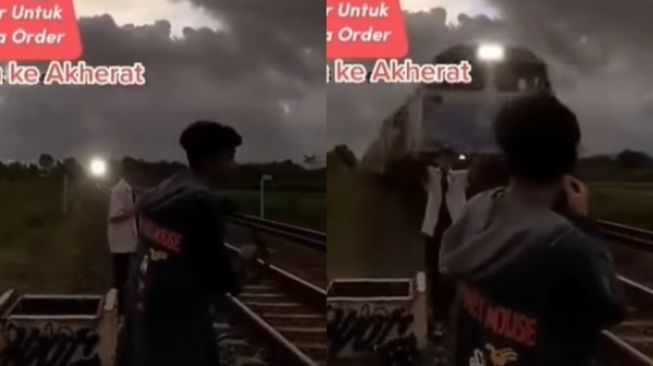 Duh! Demi Konten Foto di Rel, Remaja Ini Nyaris Tersambar Kereta Api sampai Terjungkal, Tuai Kecaman