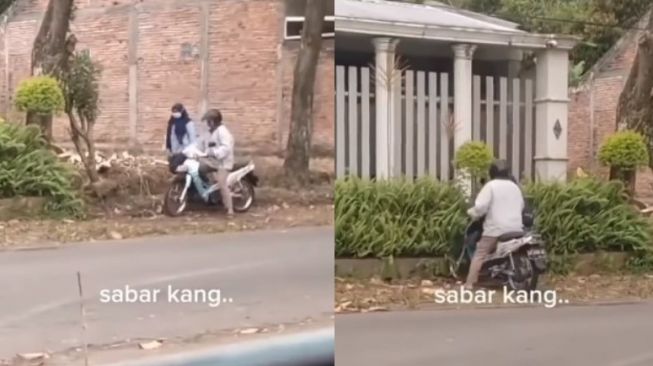 Pantang Menyerah, Pria Kejar Pasangannya Sampai Tabrak Bahu Jalan, Warganet: Pepet Terus Mase