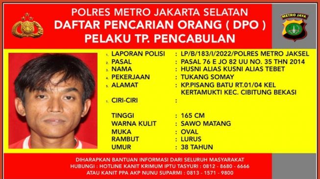 Kusni tukang siomay pelaku pencabulan anak di Jagakarsa masuk DPO. (dok polisi)