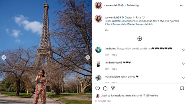 Sarwendah pakai daster di Paris (instagram.com)