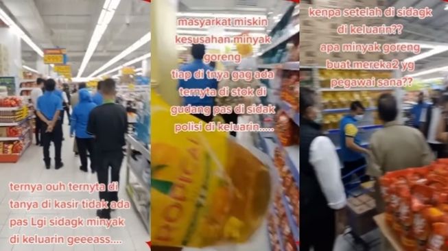 Swalayan baru mengeluarkan stok minyak goreng setelah disidak polisi. (Instagram/@lambe_turah)