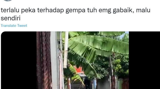 Tangkapan layar akun Twitter soal Gempa Sukabumi