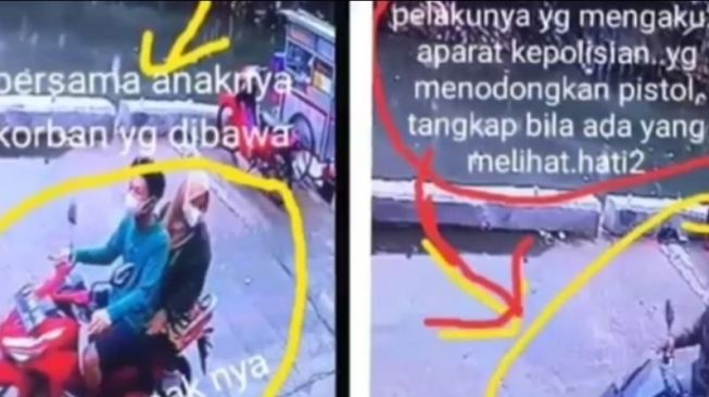 Tangkapan layar CCTV aksi pencurian bermodus polisi gadungan di Pulogadung, Jakarta Timur, Selasa (15/3/2022). [Ist]