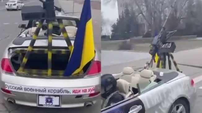 Perang Tak Kunjung Reda, Warga Ukraina Ini Nekat Memasangi Mobil BMW dengan Senapan Mesin, Malah Tuai Cibiran, Kok Bisa?