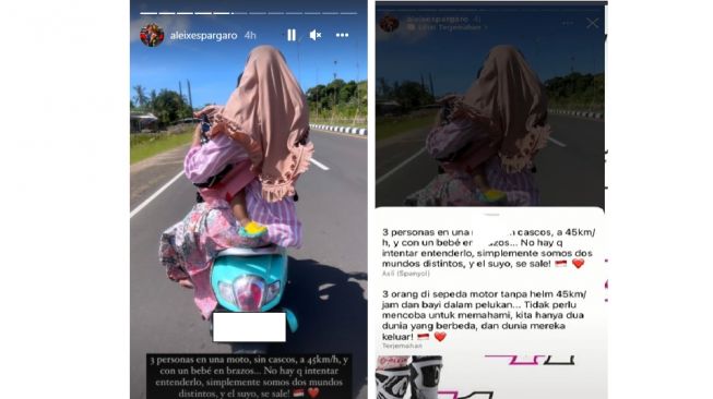 Aleix Espargaro sindir pemotor yang memboncengkan emak-emak bawa bayi, kok tidak pakai helm (Instagram)