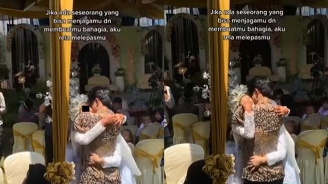 Viral Pengantin Perempuan Peluk Erat Cowok Lain di Depan Pelaminan, Warganet Malah Perdebatkan Hal Ini