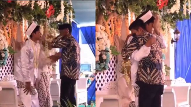 Ditinggal Teman Nikah, Dua Pria Berperlukan Menangis di Panggung Pelaminan, Warganet Malah Bahas Hal ini