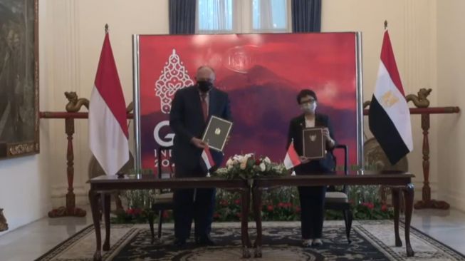 Bertemu Menlu Mesir, Menlu Retno Bahas Kesehatan Hingga Promosi Bahasa Indonesia di Mesir